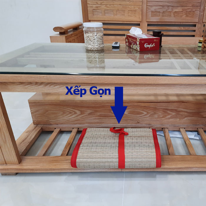 Chiếu cói xếp gọn gấp 3 ngủ trưa văn phòng hoặc du lịch size 80cm x 190cm