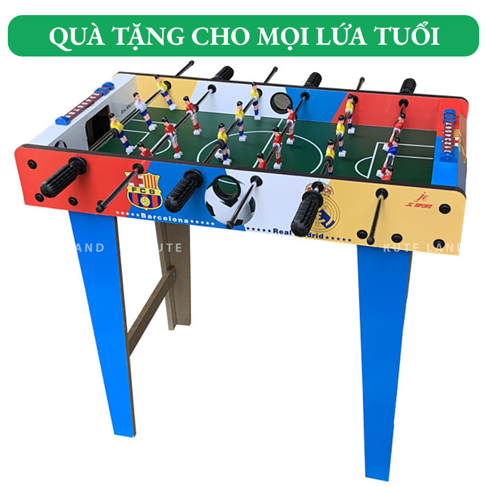 Bàn bi lắc chân cao hình bóng đá đội Real &amp; Barca 69x37x65 cm bằng gỗ size lớn nhiều màu sắc