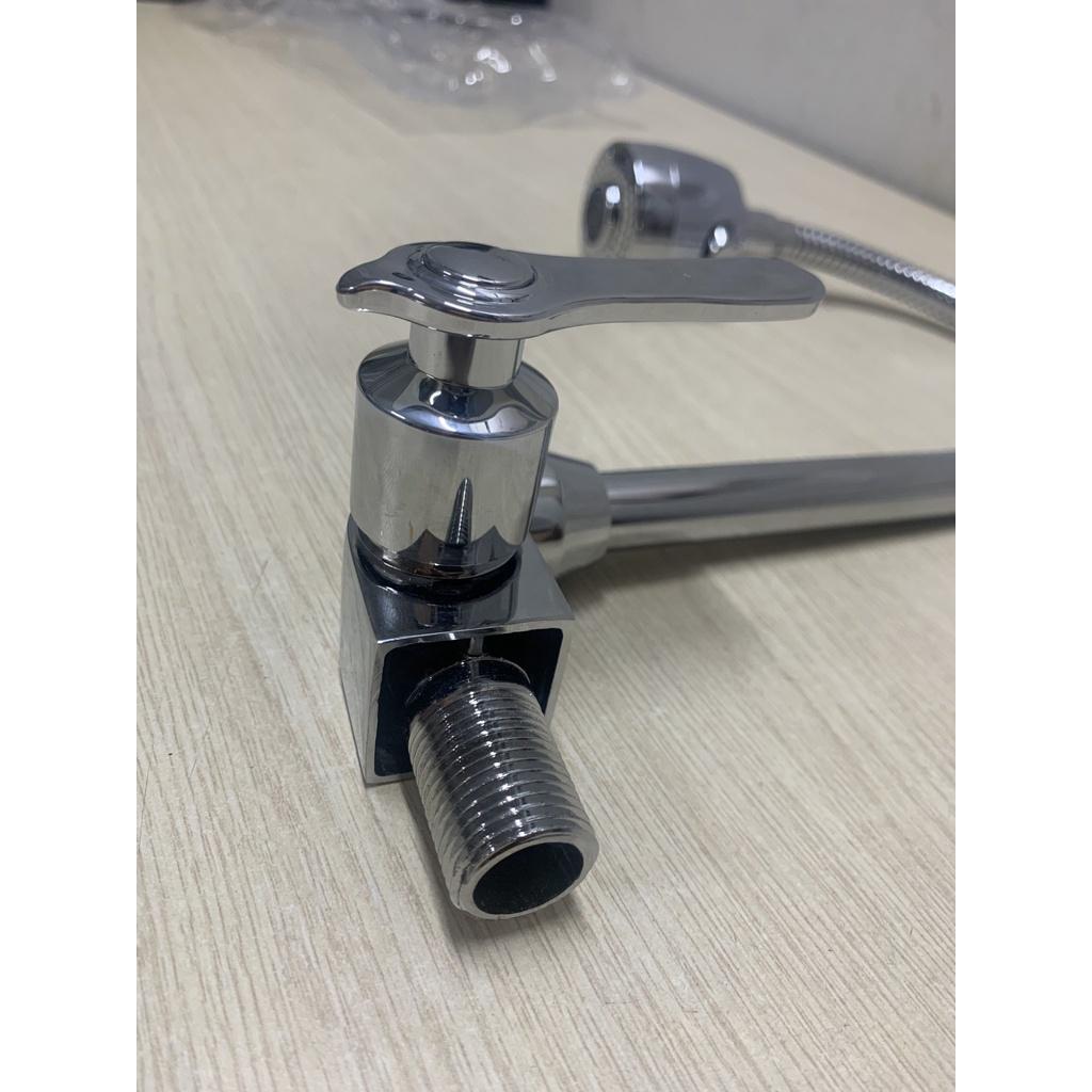 Vòi Rửa Chén Bát Lạnh Gắn Tường Lò Xo Inox Bóng