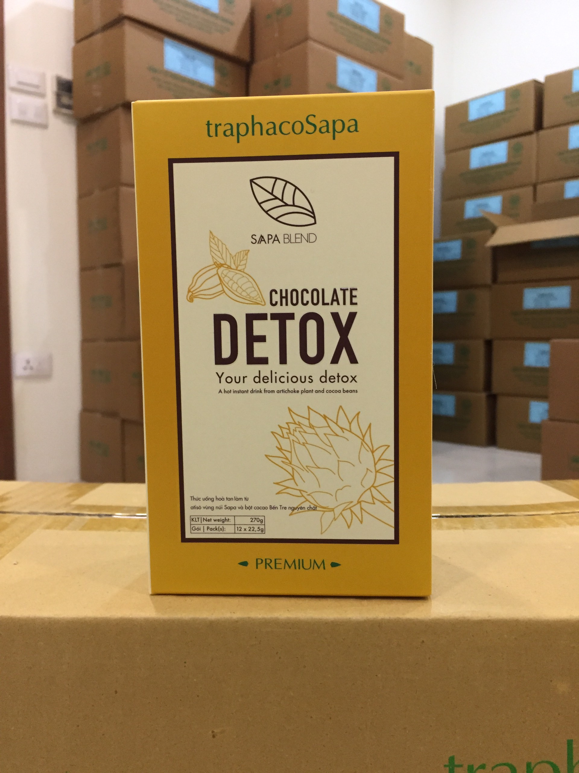 Chocolate Detox kết hợp Actiso và Cacao, Thực phẩm bảo vệ sức khỏe giúp thải độc kép, tăng tiết mật, thải độc gan, chống oxy hóa, mang lại tính táo, sảng khóai, tăng sự tập trung (Hộp 12 gói hòa tan)