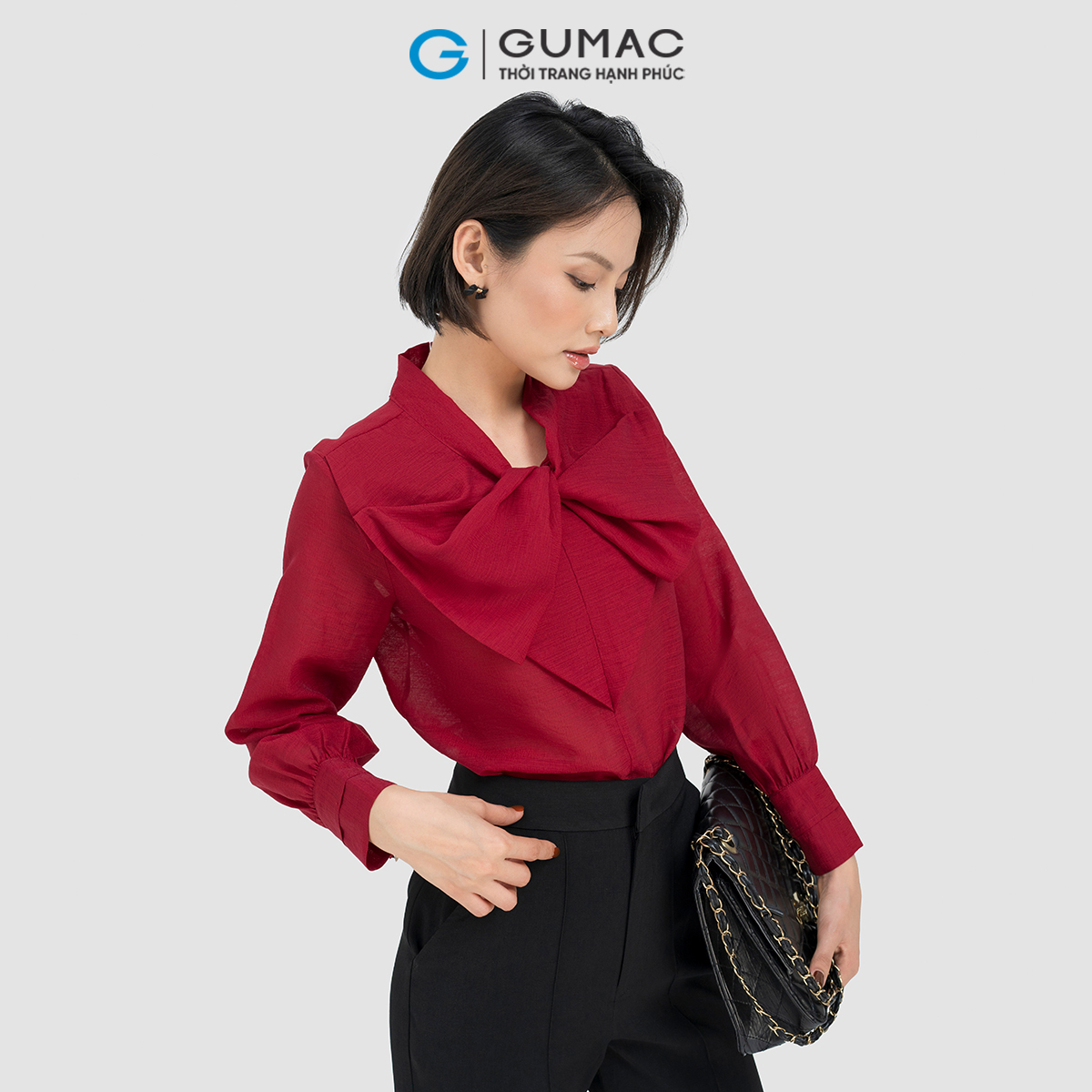 Quần tây nữ ống loe chiết ly tôn dáng thanh lịch GUMAC QD04030