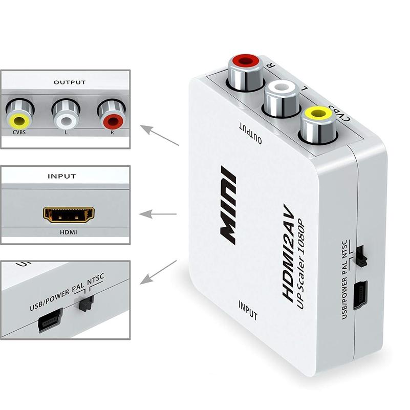 HDMI sang RCA 1080P Bộ chuyển đổi âm thanh tổng hợp HDMI sang AV 3RCA CVB
