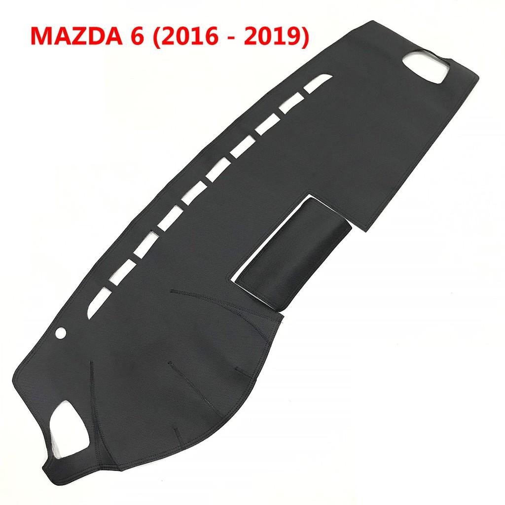 Thảm taplo ô tô Mazda 6  loại da vân cacbon chống nắng, chống nứt vỡ taplo, thảm taplo Mazda 6