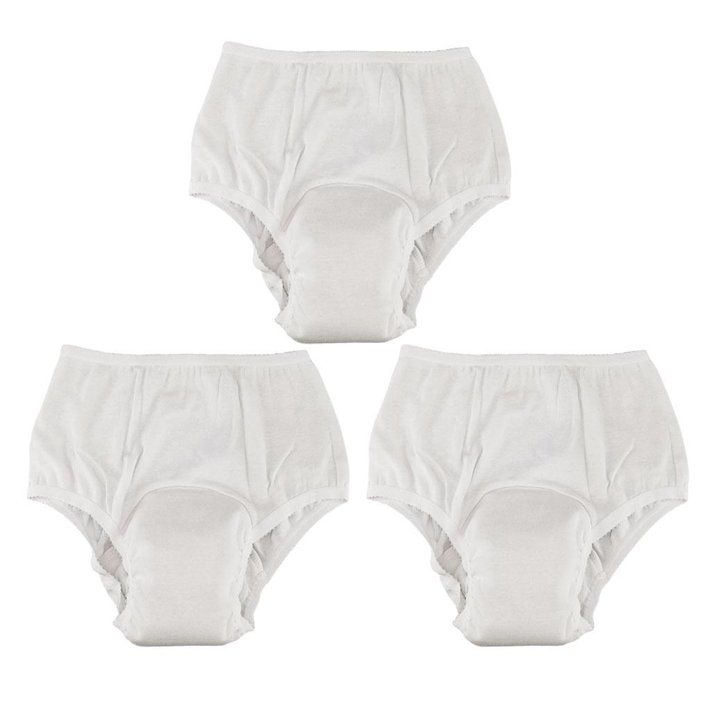 3 Pcs Washable Absorbency Incontinence Aid Cotton Underwear Briefs For Women