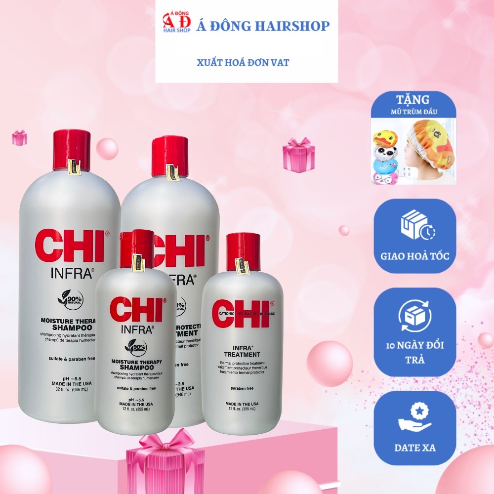 Cặp dầu gội xả CHI Infra shampoo & treatment siêu mượt cho tóc khô hư tổn USA 355ml