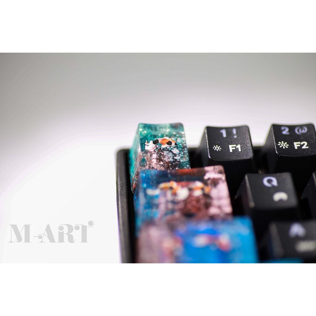 Set nút bàn phím cá koi phối màu san hô tiểu cảnh - Keycap artisan handmade