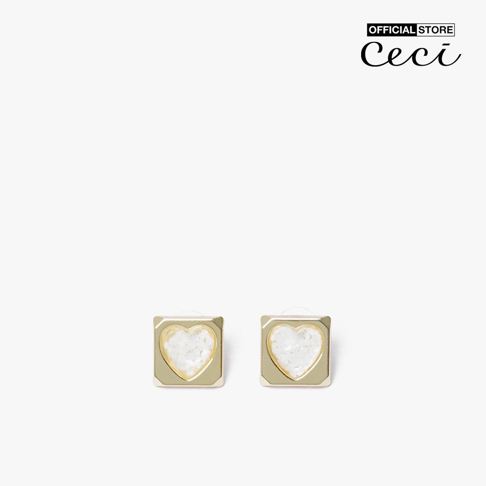 CECI - Khuyên tai nữ vuông phối hình trái tim độc đáo CC1-09000052-03