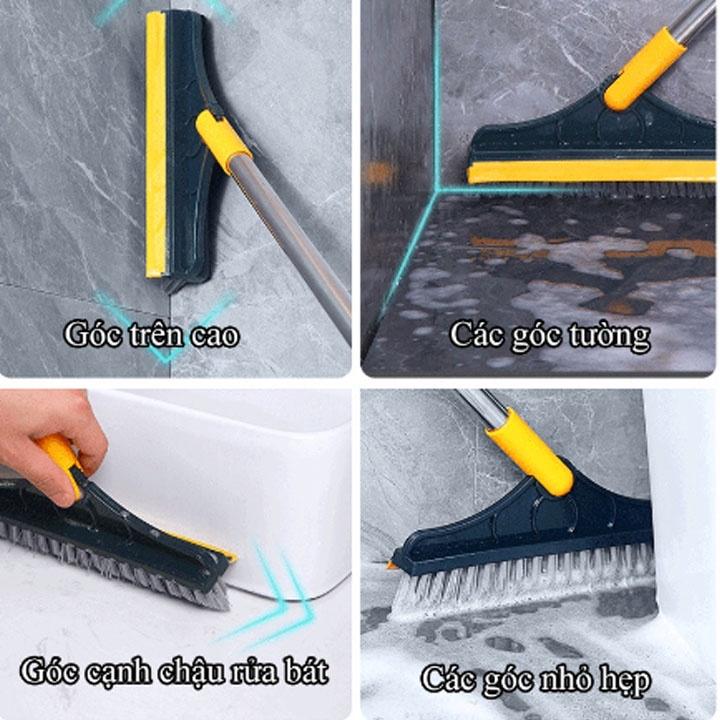 Cây Chổi Chà Sàn , Quét Nước Kiêm Cây Lau Kính Thông Minh Thiết Kế Đầu Gạt Nước Và Đầu Chổi Xoay 120 Độ Dọn Sạch Mọi Góc