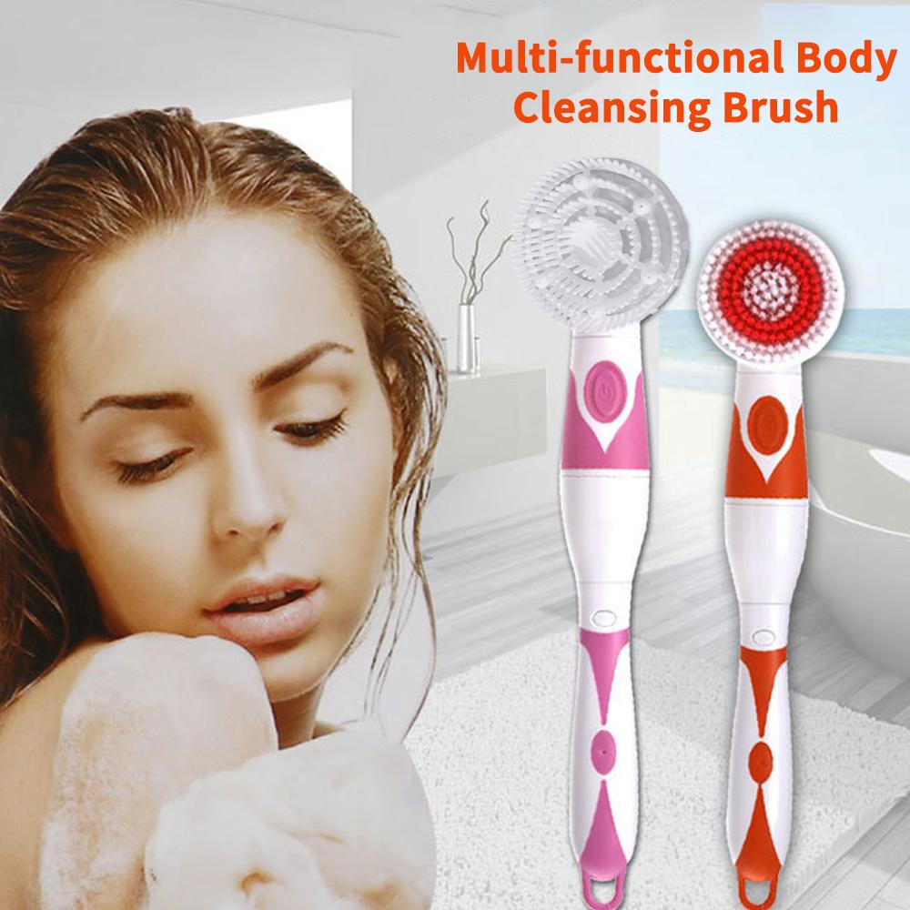 Bàn chải điện massage lưng đa chức năng với 4 đầu không thấm nước làm sạch cơ thể