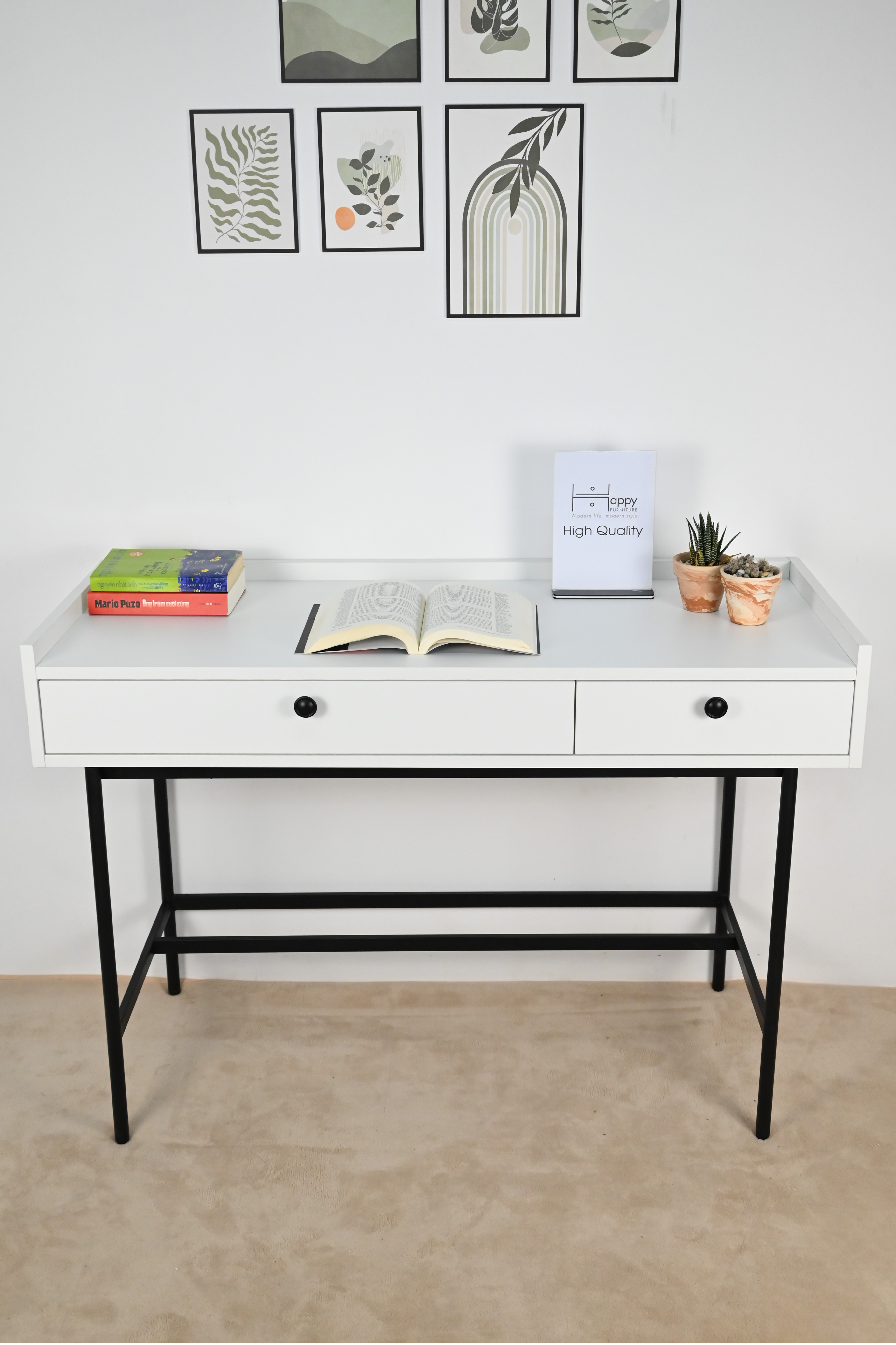 [Happy Home Furniture] KINA , Bàn trang điểm 2 ngăn - chân sắt , 110cm x 45cm x 75cm ( DxRxC), BAN_040
