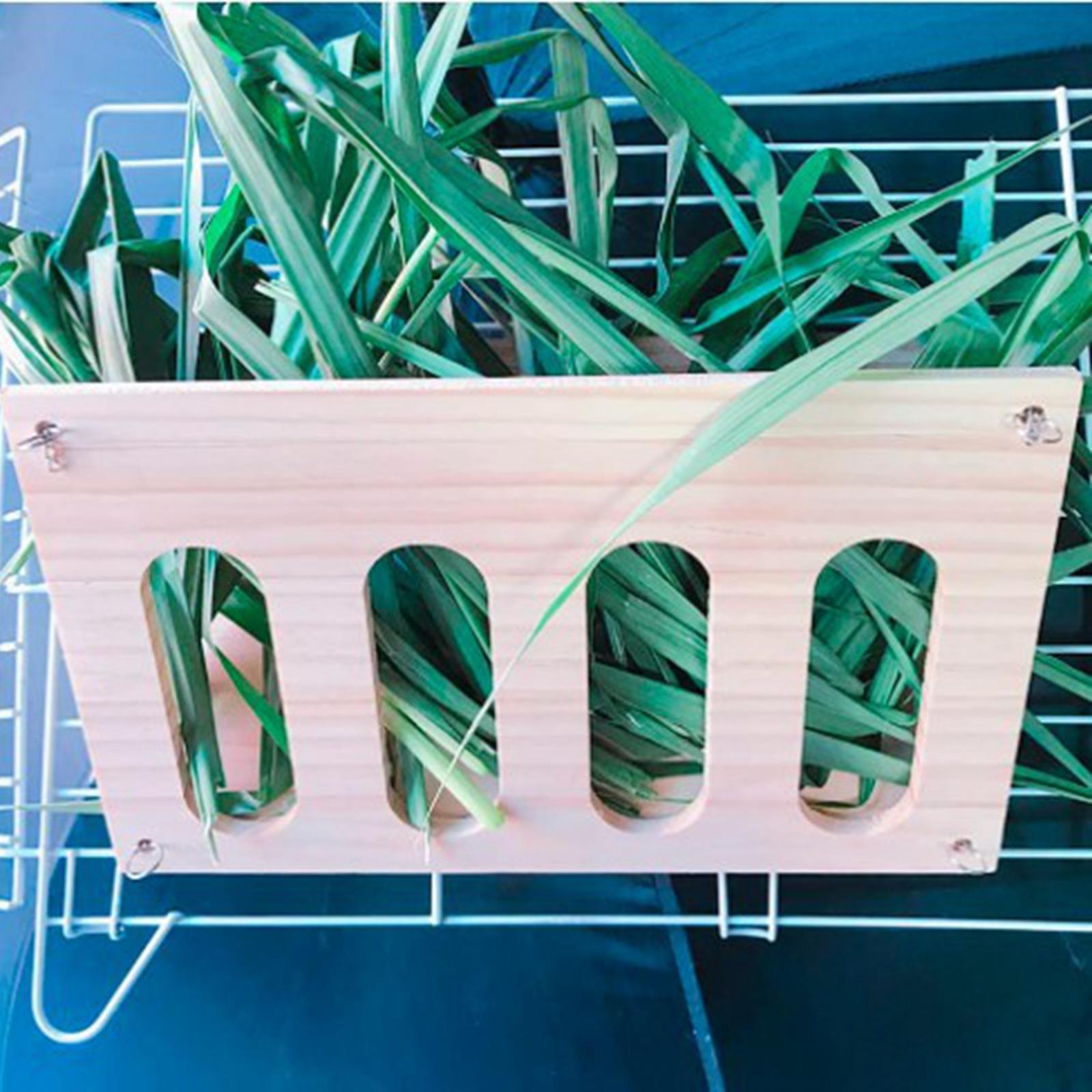 Durable Wood Rabbit Hay Feeder Food Manger Grass Holder Accessories Hamster