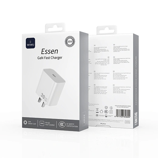 Adapter cóc củ sạc nhanh 30W PD USB C PPS chống cháy hiệu WIWU GAN ESSEN Fast Charger Wi-G002 cho iPhone iPad Oppo Samsung - Hàng nhập khẩu