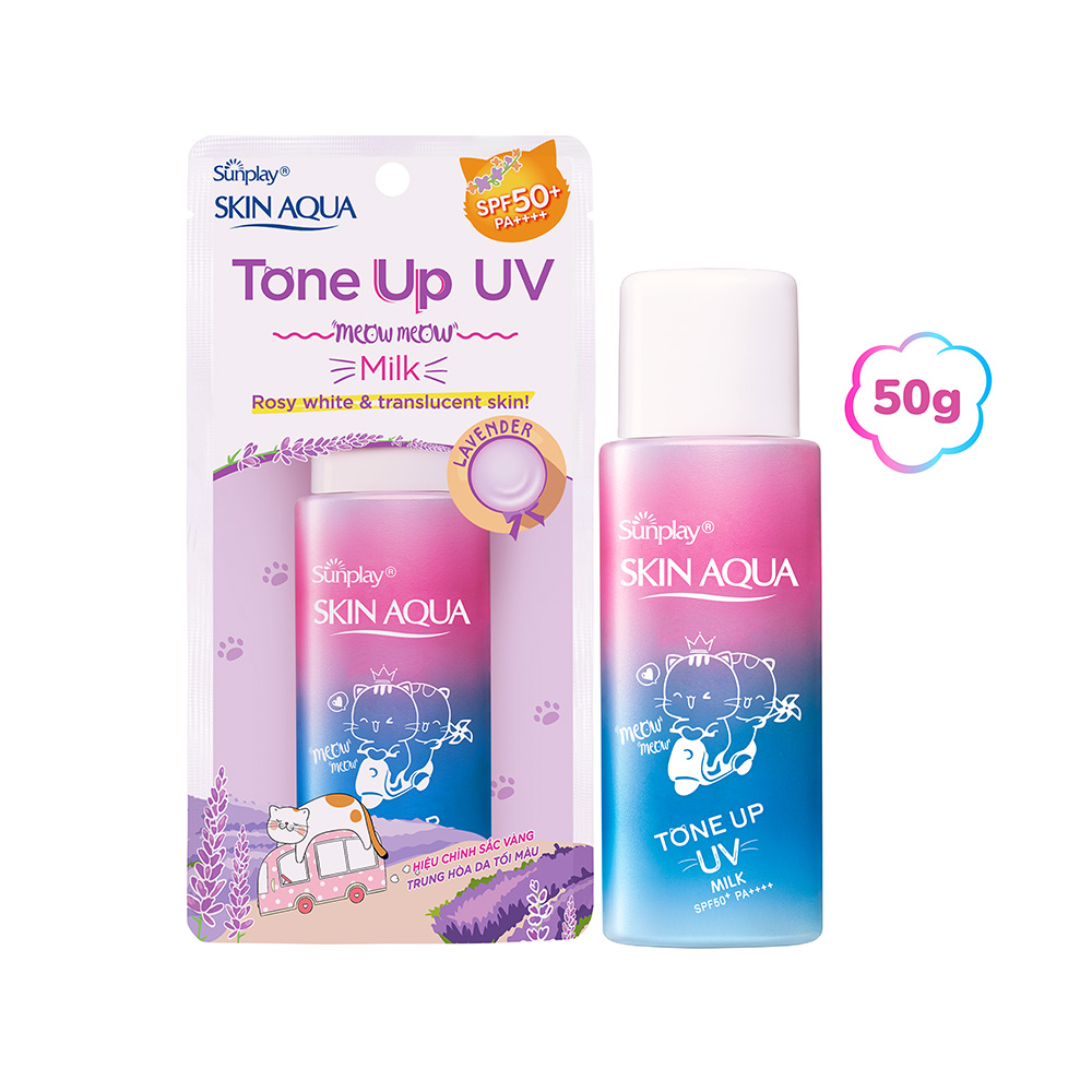 Sữa chống nắng nâng tông dành cho da dầu/hỗn hợp Sunplay Skin Aqua Tone Up UV Milk Lavender SPF50+ PA++++ (50g)