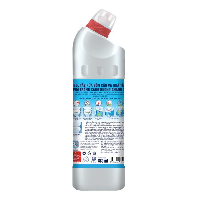 Nước Rửa Bồn Cầu Vim Trắng Sáng Diệt Vi Khuẩn - Trắng 880 ml