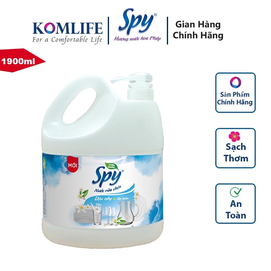 Nước rửa chén bát SPY hương Gừng Sả 1900 ml thành phần thiên nhiên, an toàn, sạch nhanh dầu mỡ, mùi ta