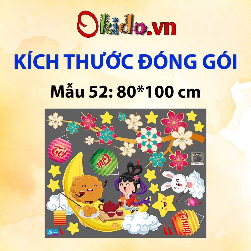 Decal trang trí trung thu 2021 đón trăng cùng thỏ trắng