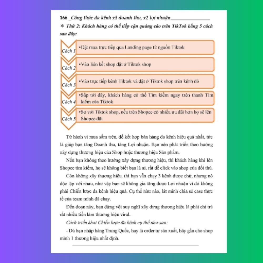 Sách công thức đa kênh x3 doanh thu, x2 lợi nhuận Tikk.Tok, Shop.ee , face.ebook