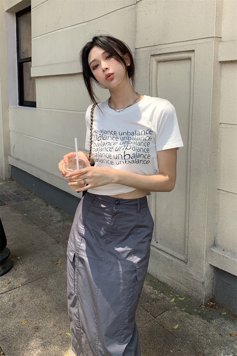 CHÂN VÁY DÀI MIDI TÚI HỘP XẺ SAU SUÔNG TRƠN + ÁO THUN CROPTOP TAY NGẮN ĐI TIỆC ĐI CHƠI DẠO PHỐ ĐI BIỂN