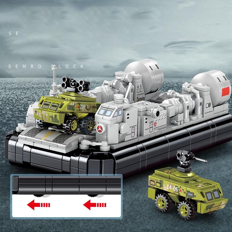 Đồ chơi Lắp ráp Thuyền đổ bộ 726 LCAC, Sembo Block 202048 Xếp hình thông minh, Mô hình Tàu chiến