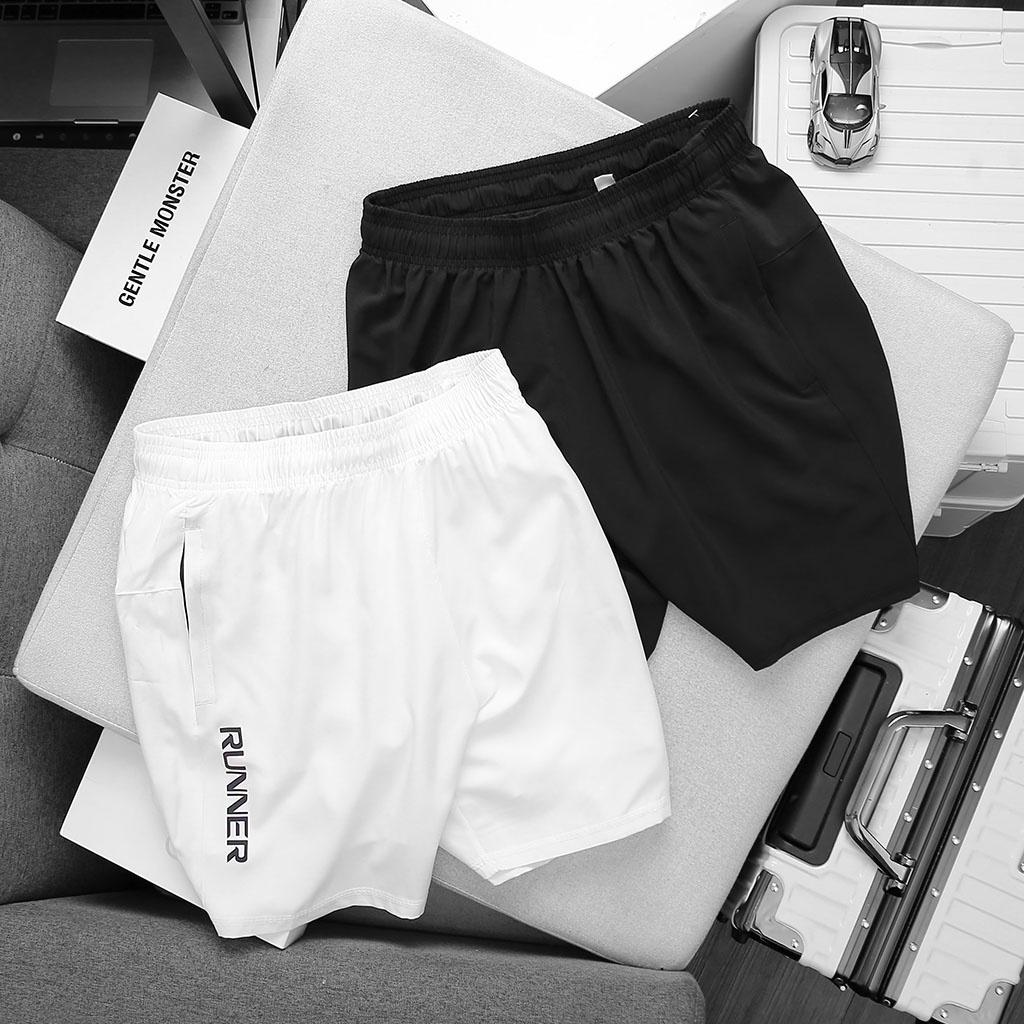 Quần Short Nam Gym-Chạy Bộ RUNNER G525, Vải Dù Gió 2 Lớp Xịn Xò, 3 Túi Khóa Kéo - GUGOSTAR