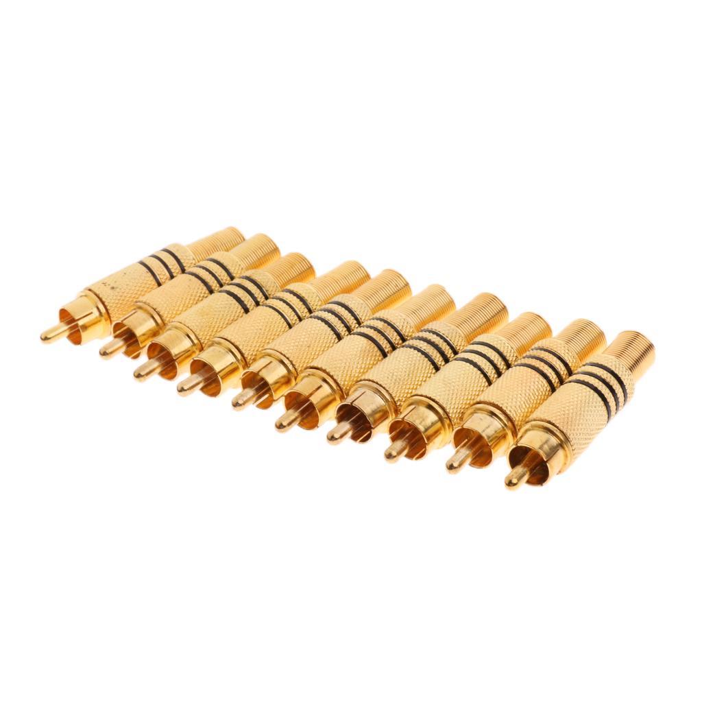 10xRCA Male Plug Solder Audio Video Cable Cord Adapter Connector Gold Plated