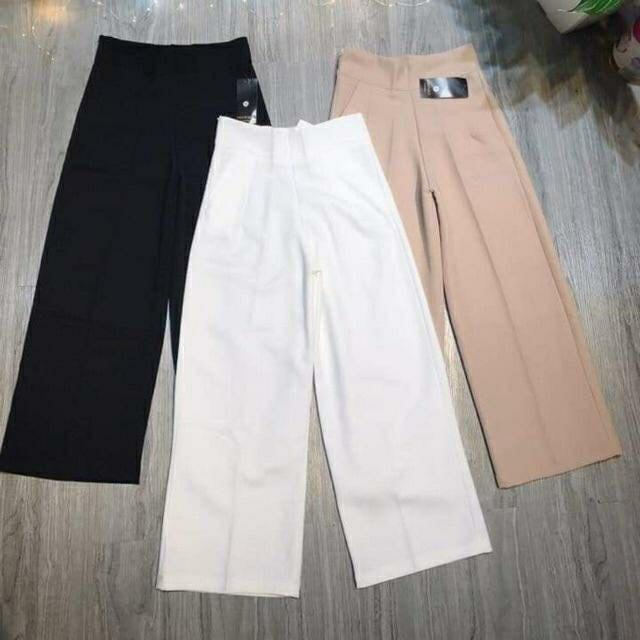 Quần ống suông nữ cạp cao tôn dáng sang chảnh dáng tiểu thư culottes