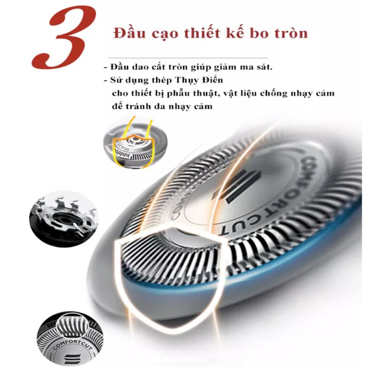 Máy cạo râu khô và ướt nhãn hiệu Philips S1020 công suất 2W tích hợp 3 lưỡi cạo cao cấp - Hàng Nhập Khẩu