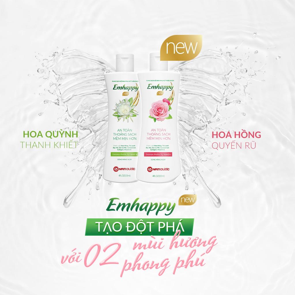 Dung dịch vệ sinh phụ nữ Emhappy new Nam Dược hương hoa quỳnh chai 120ml làm sạch nhẹ nhàng