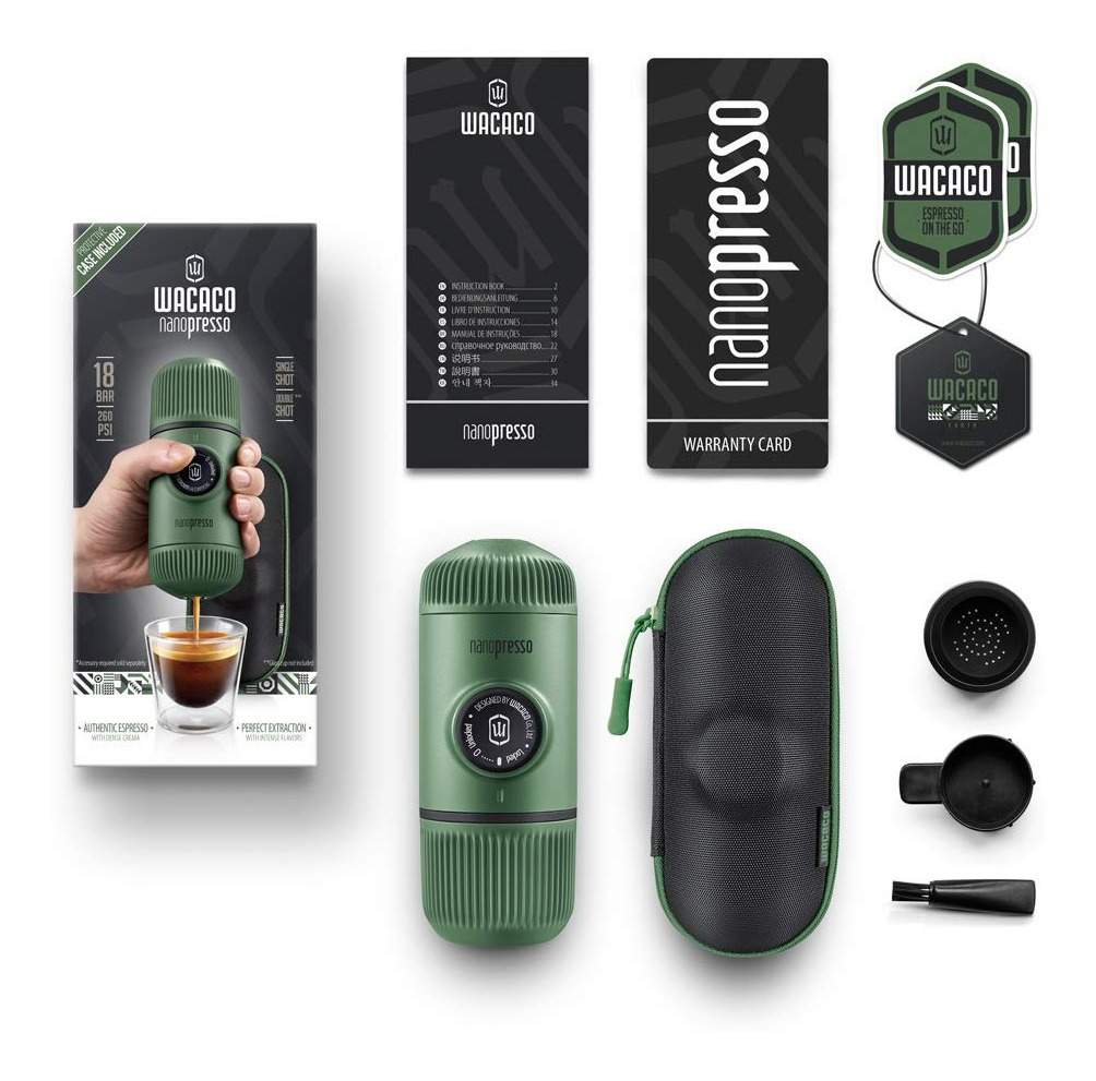 WACACO – COMBO DỤNG CỤ ÉP ESPRESSO BẰNG TAY NANOPRESSO MOSS GREEN – WINTER BREAK