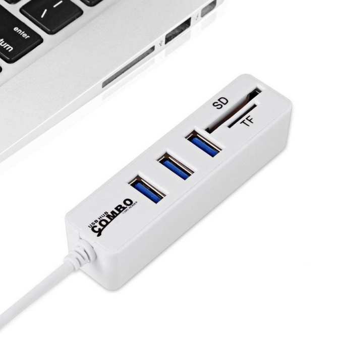 Bộ Chia Hub USB 3 Cổng Kèm 2 Khe Đọc Thẻ Nhớ Micro và SD- JL