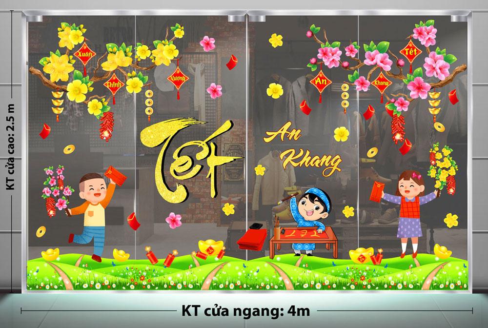 DECAL TRANG TRÍ TẾT 2024 CHO CỬA HÀNG PHONG THUỶ