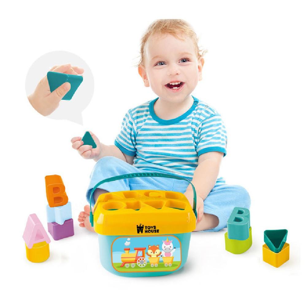 Đồ chơi giáo dục sớm thả hình khối có quai xách cho bé Toyshouse 0702-TH-HE0218. - BPA free