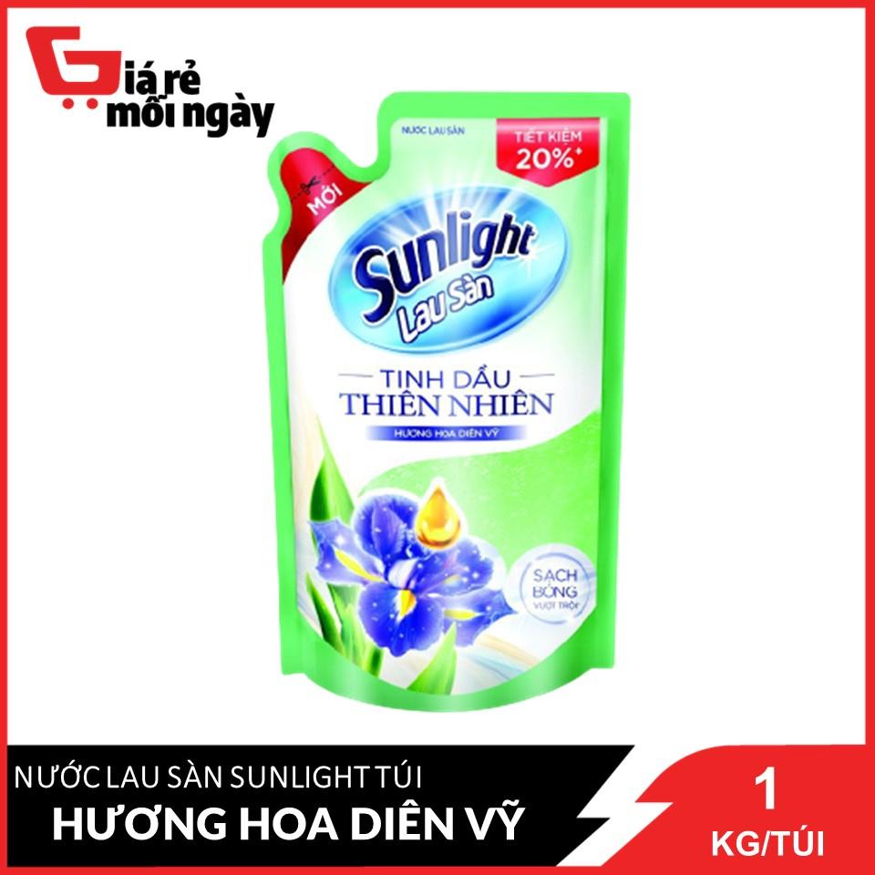 Nước lau sàn Sunlight Tinh dầu thiên nhiên hương hoa diên vỹ Túi 1kg