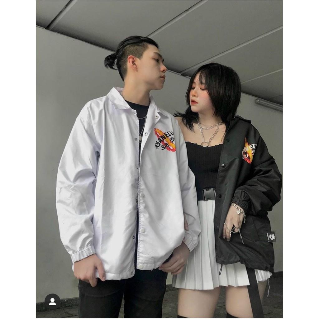 Áo khoác dù in hình BASED 123SHOP dành cho cặp đôi nam nữ 2 màu trắng đen, jacket form rộng phong cách unisex ulzzang