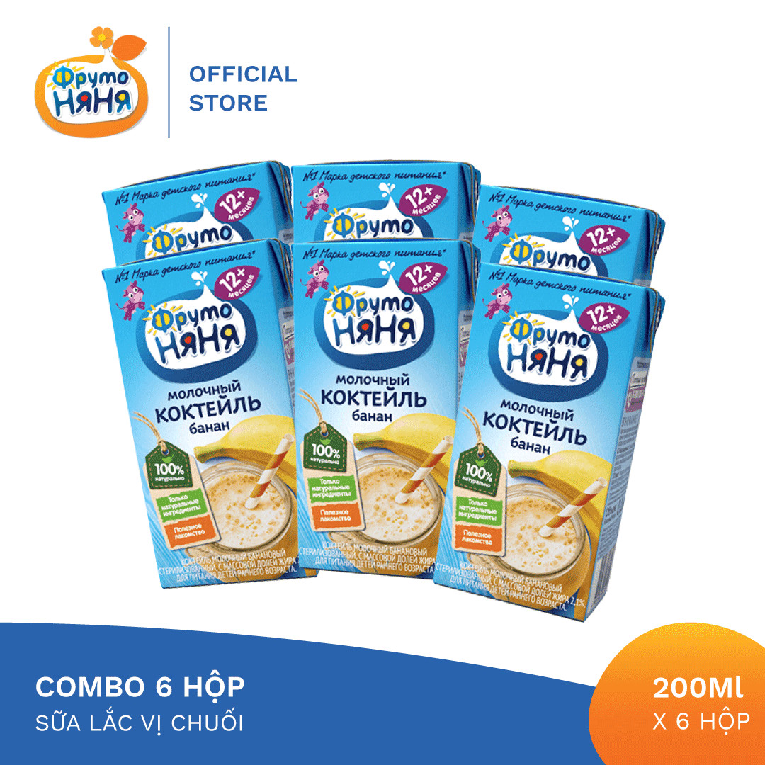 Combo 6 Hộp Sữa lắc vị chuối Fruto Nyanya 200ml