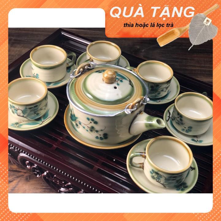 Ấm trà dáng trúc vẽ tay chén lớn