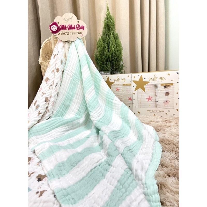 Khăn Tắm 6 lớp cotton cho em bé Petit Me, khăn đa năng mềm mại, thoáng khí, thấm hút tốt