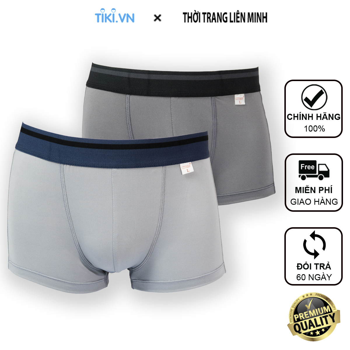 Combo 2 Quần lót nam boxer CITYMEN lưng Sọc vải thun lạnh 4 chiều - Giao màu ngẫu nhiên