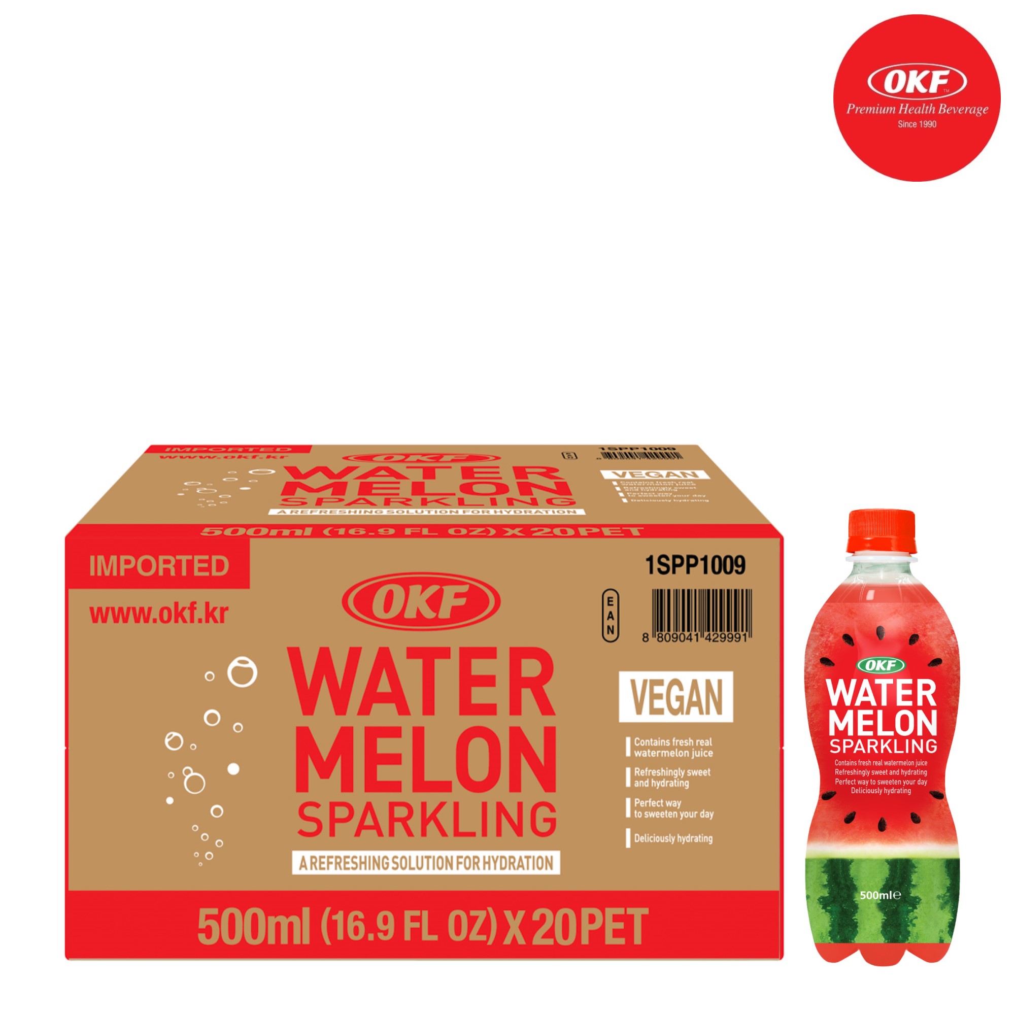 Nước uống dưa hấu sparkling OKF Hàn Quốc - 1 thùng 20 chai 500ml