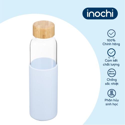 Bình nước thuỷ tinh bọc silicon Inochi - Nikko 550 ml