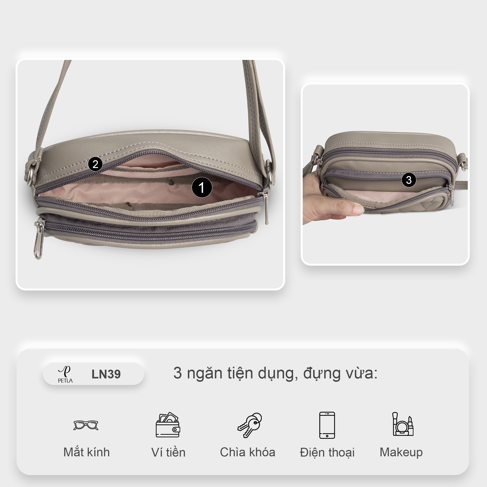 Túi đeo chéo đựng điện thoại nữ mini dáng ngang LN39