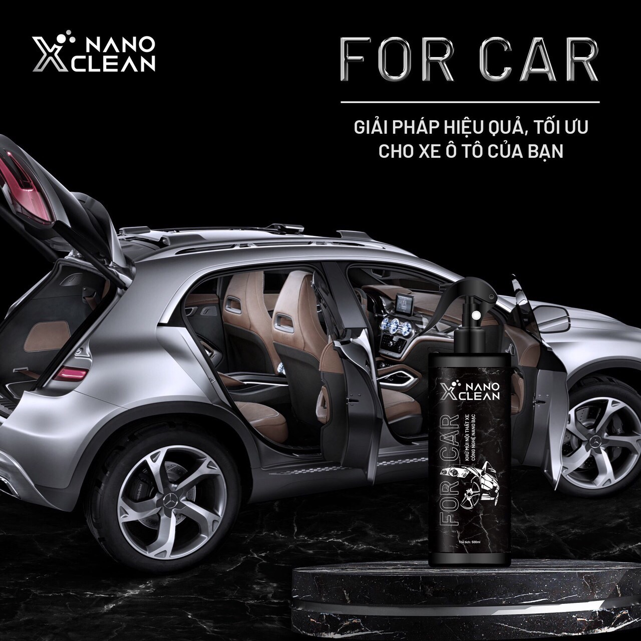 Khử Mùi ô Tô, khử mùi xe hơi chai xịt diệt khuẩn khử mùi nano bạc Nano Xclean For Car AHT Corp - chăm sóc ô tô, vệ sinh và khử mùi nội thất, phụ kiện ô tô