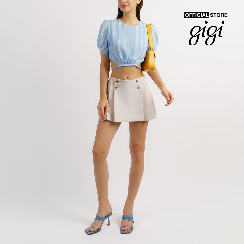 GIGI - Áo croptop nữ cổ tròn tay ngắn thắt eo nữ tính G1106T221257