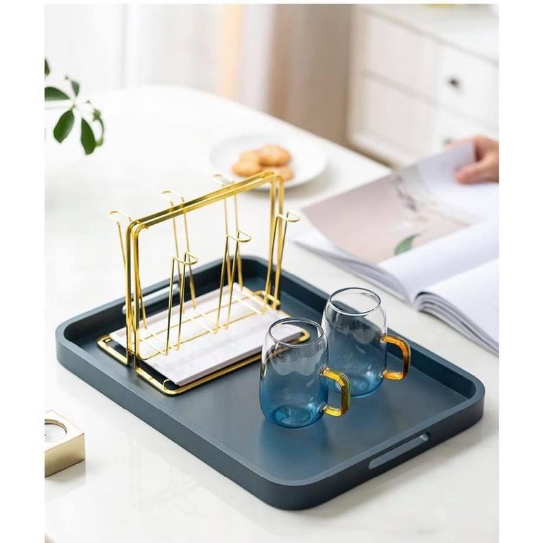 Set bình đựng nước uống thủy tinh kèm 6 cốc khay và giá úp cốc