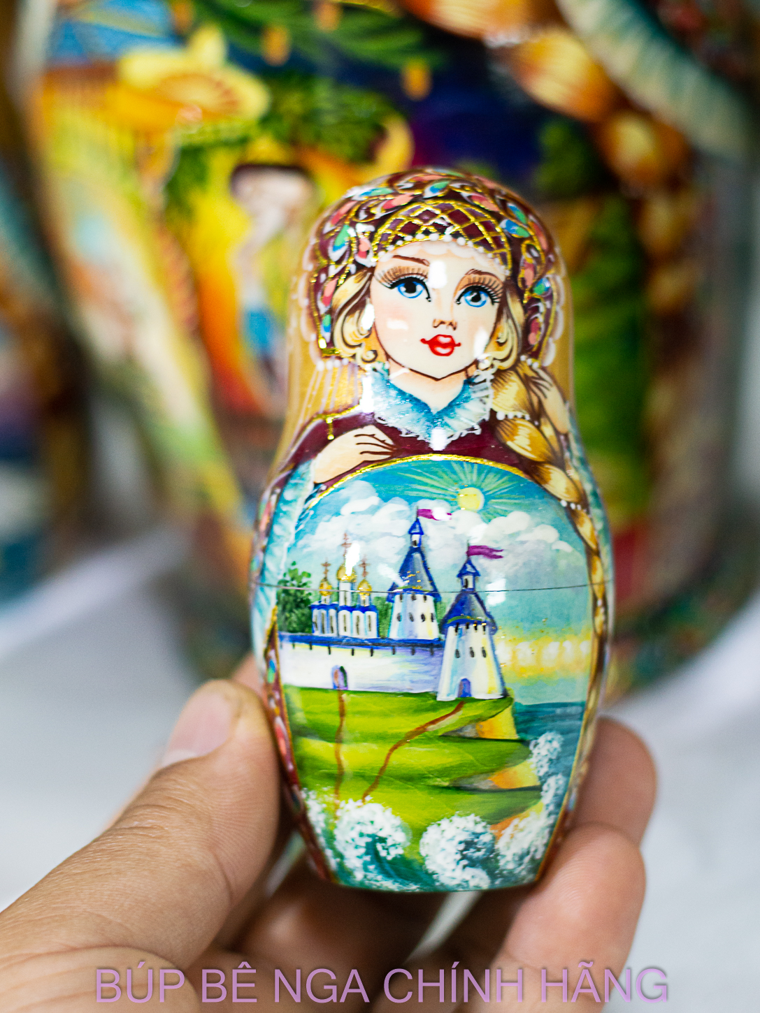 BỘ BÚP BÊ NGA MATRYOSHKA CAO CẤP 10 LỚP 26CM HOA VĂN "CHUYỆN CỔ TÍCH VUA SALTAN" CỰC ĐẸP VÀ SANG TRỌNG