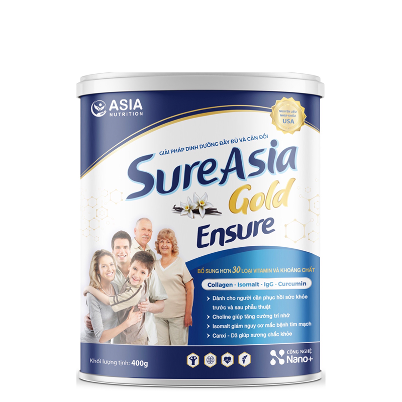 Sữa bột Sure Asia Gold En sure 900g thượng hạng nguyên liệu nhập khẩu từ Hoa Kỳ tác dụng tăng cường sức khỏe Asia Nutrition