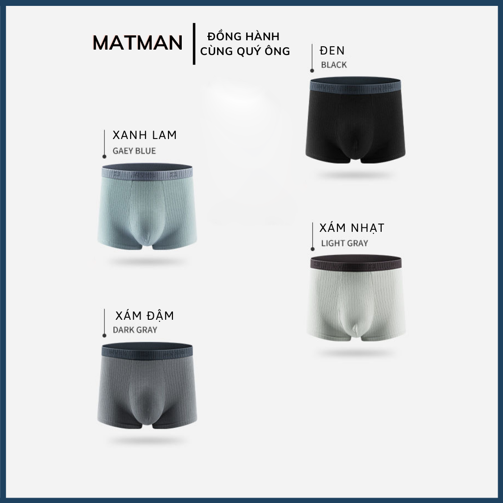 Set 4 quần lót đùi nam quần boxer sịp xì thoáng khí