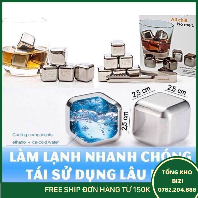 Combo 8 Viên Đá Làm Lạnh Không Tan Bằng Thép Không Gỉ  - Free Ship Toàn Quốc