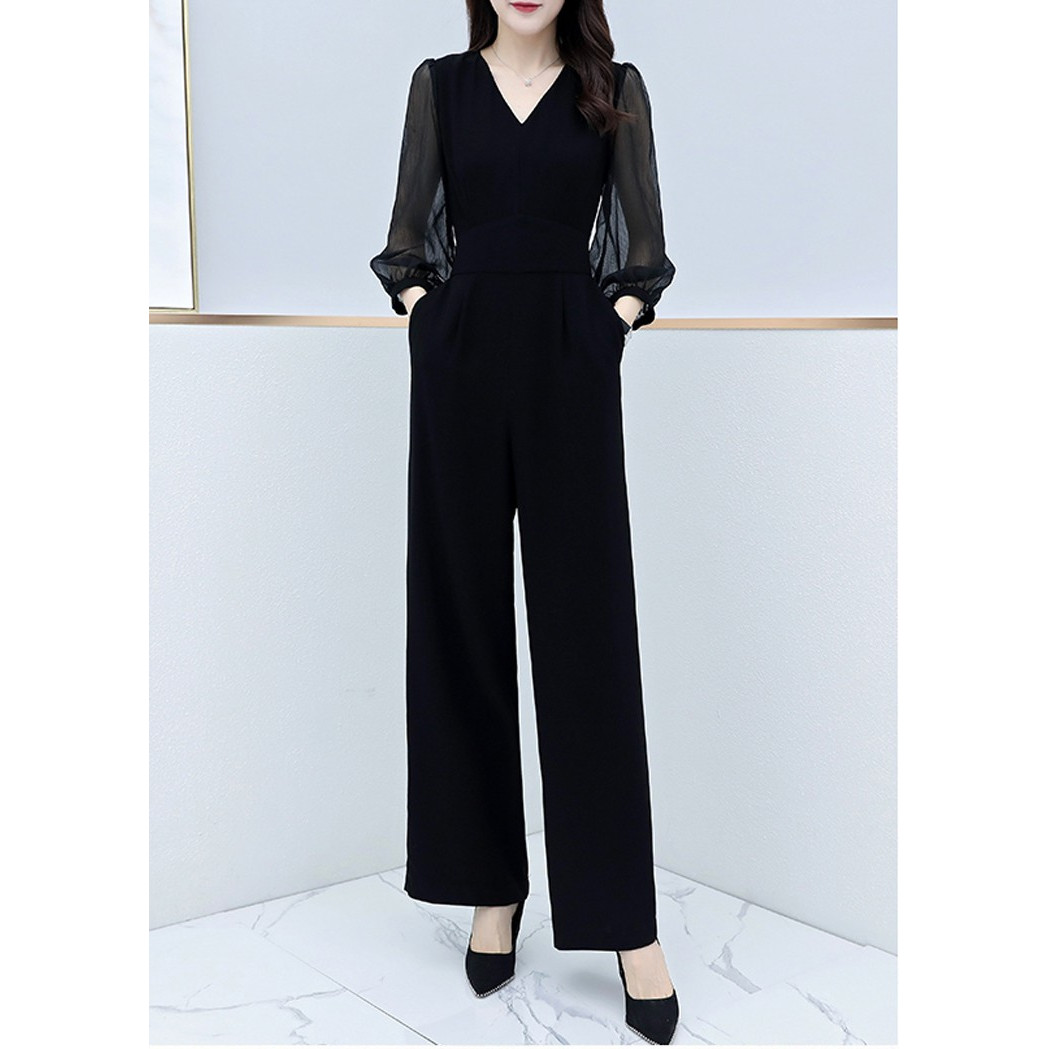 Jumsuit cổ V tay voan lưới hàng nhập