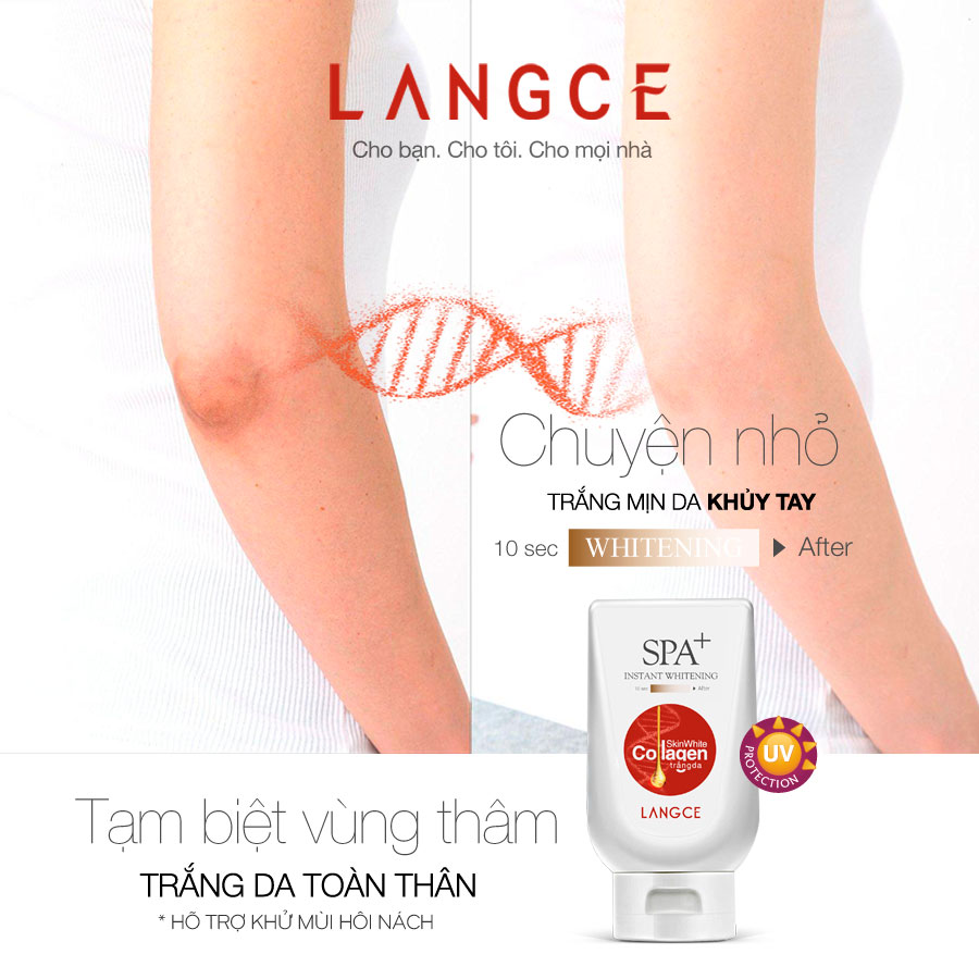 Collagen Trắng Da Spa+ Chống Nắng Giữ Ẩm - Làm Đều Sắc Da 180ml TẶNG Kem Làm Rụng Lông Trắng Da 20ml LANGCE